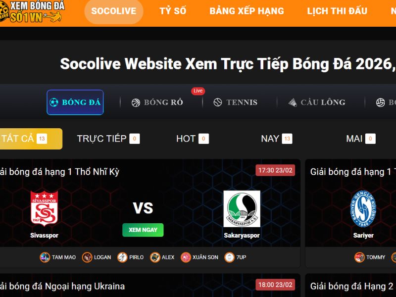 thông tin chung về trang xem bóng đá socolive